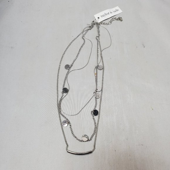 Taylor & Jade 3 row silver multi strand layered necklace - Picture 3 of 5